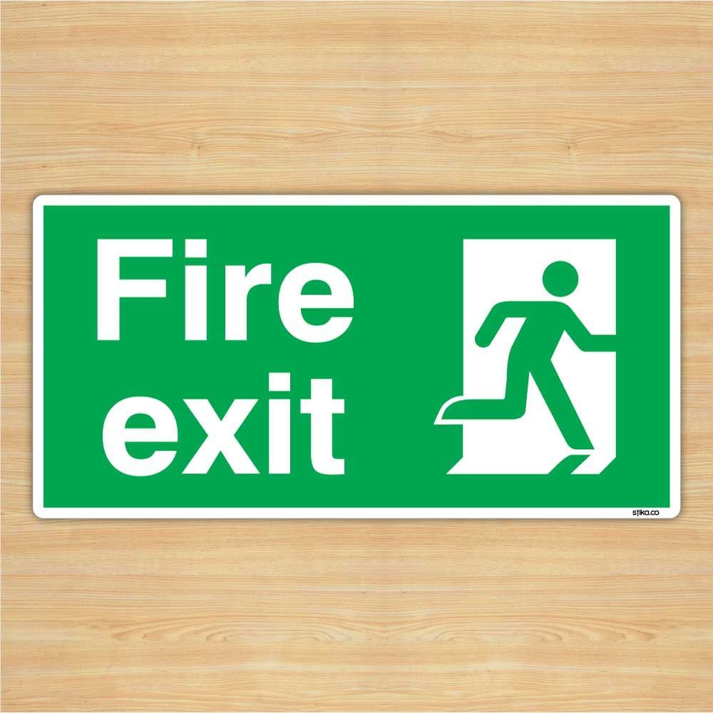 Fire Exit Right Safety Sign 30x15cm British Standard Direction Vinyl Sticker