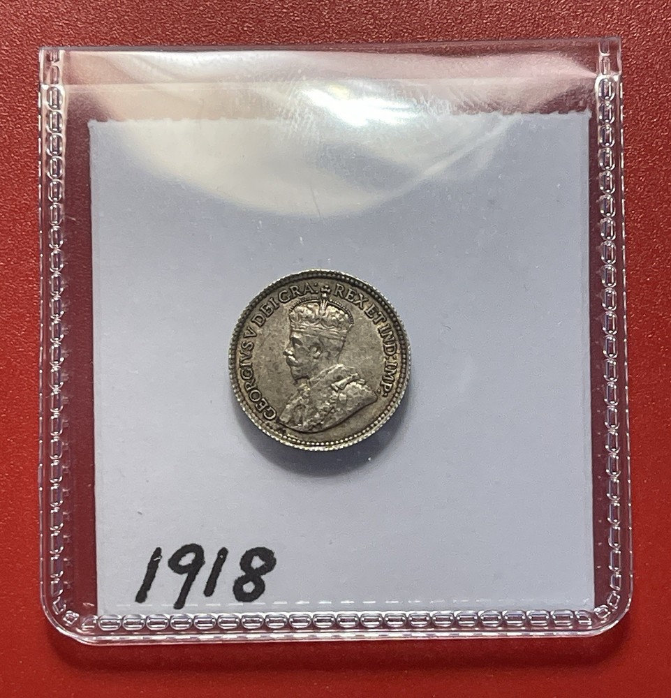 1918 Canada Silver 5 Cents, XF.