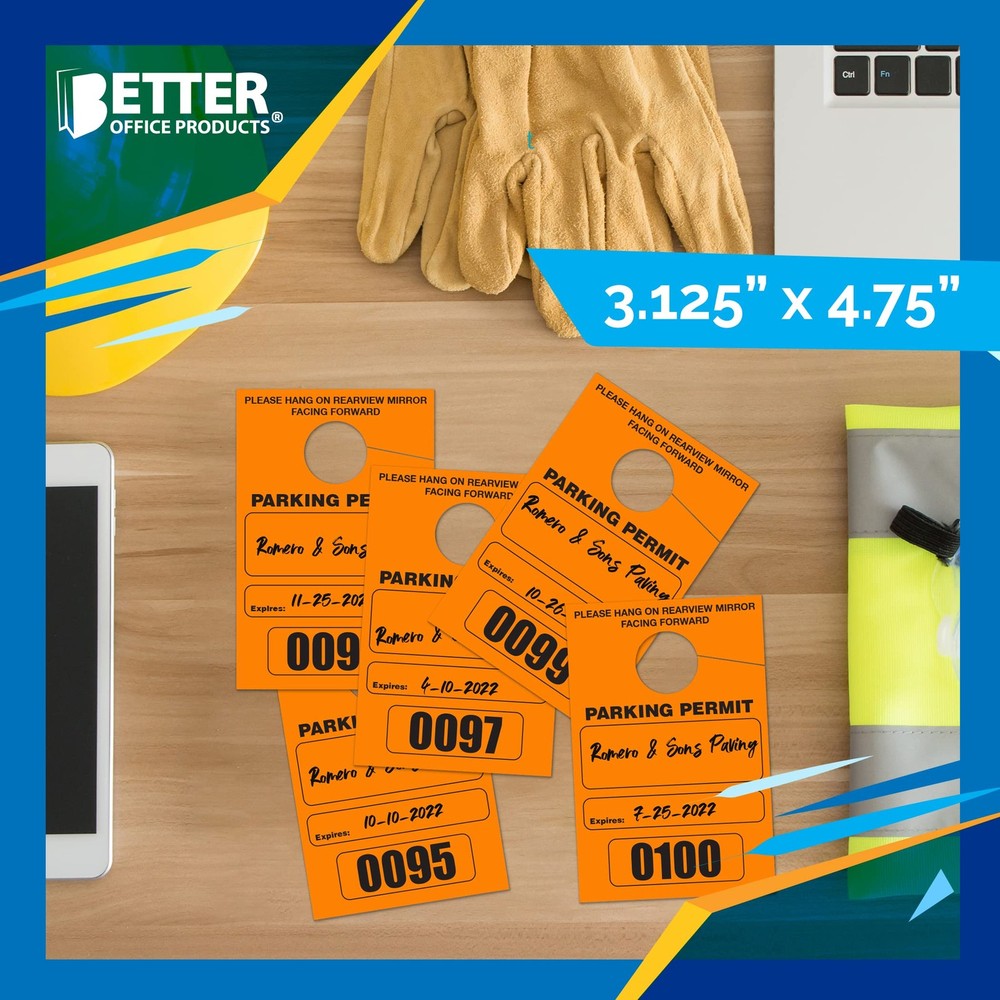 Parking Permit Hang Tags, 100 Pack, Temporary Parking Passes, Bulk Pack, Cust...