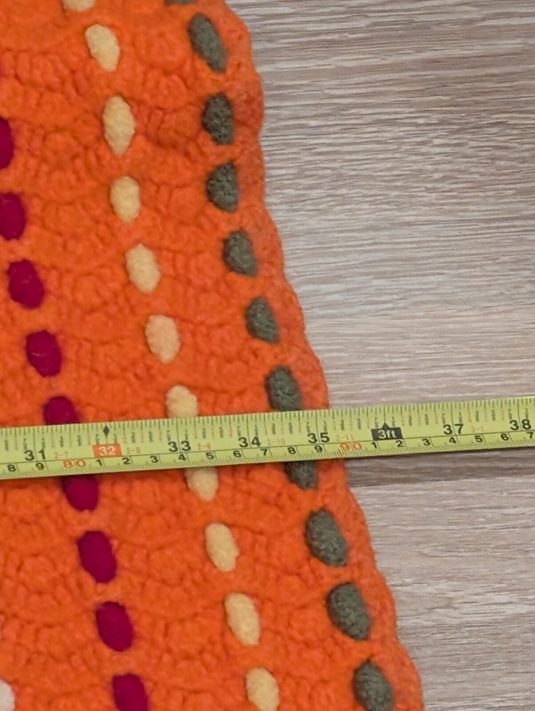 Orange Stripes Crocheted Throw Blanket 48" x 36"