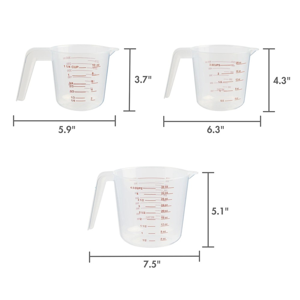 Mainstays Piece Tapered Spout Nesting Plastic Measuring Cups Set Clear