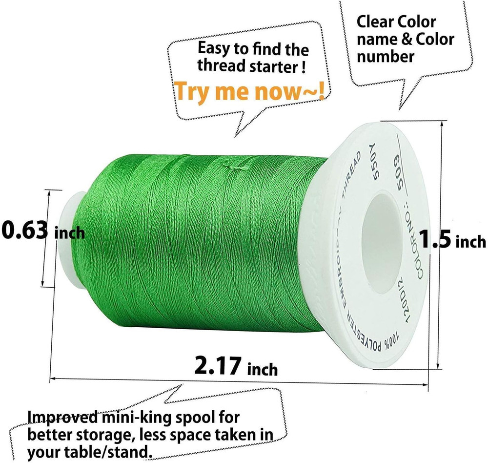 Brother 63 Color Embroidery Thread Bundle + 6 White Sewing Threads Set