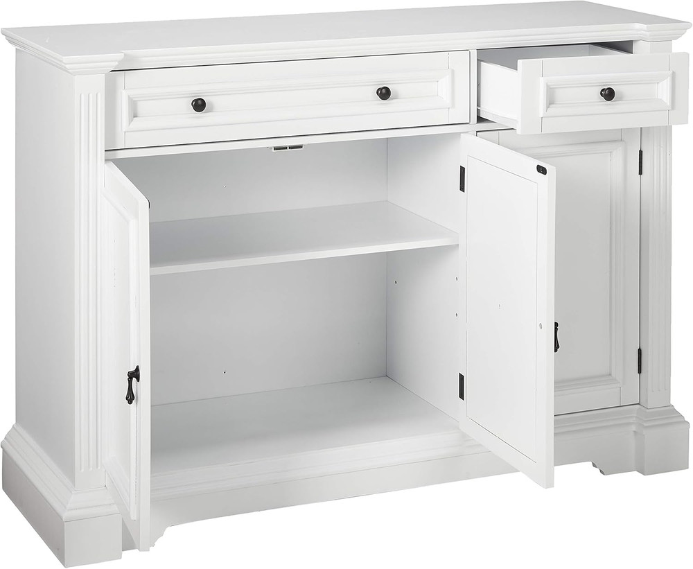 Elegant White Wood Buffet Console Table with Storage & Drawers