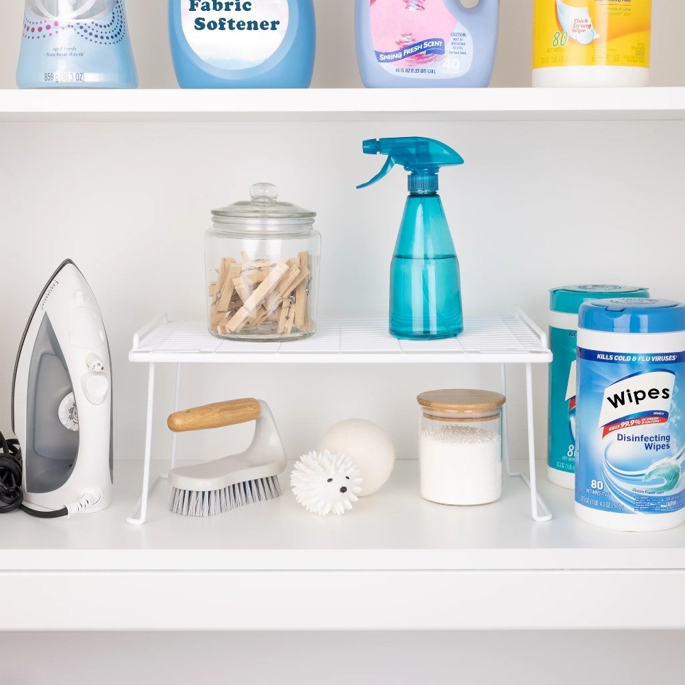 Folding White Wire Shelf - Kitchen, Pantry Organizer - White Wire