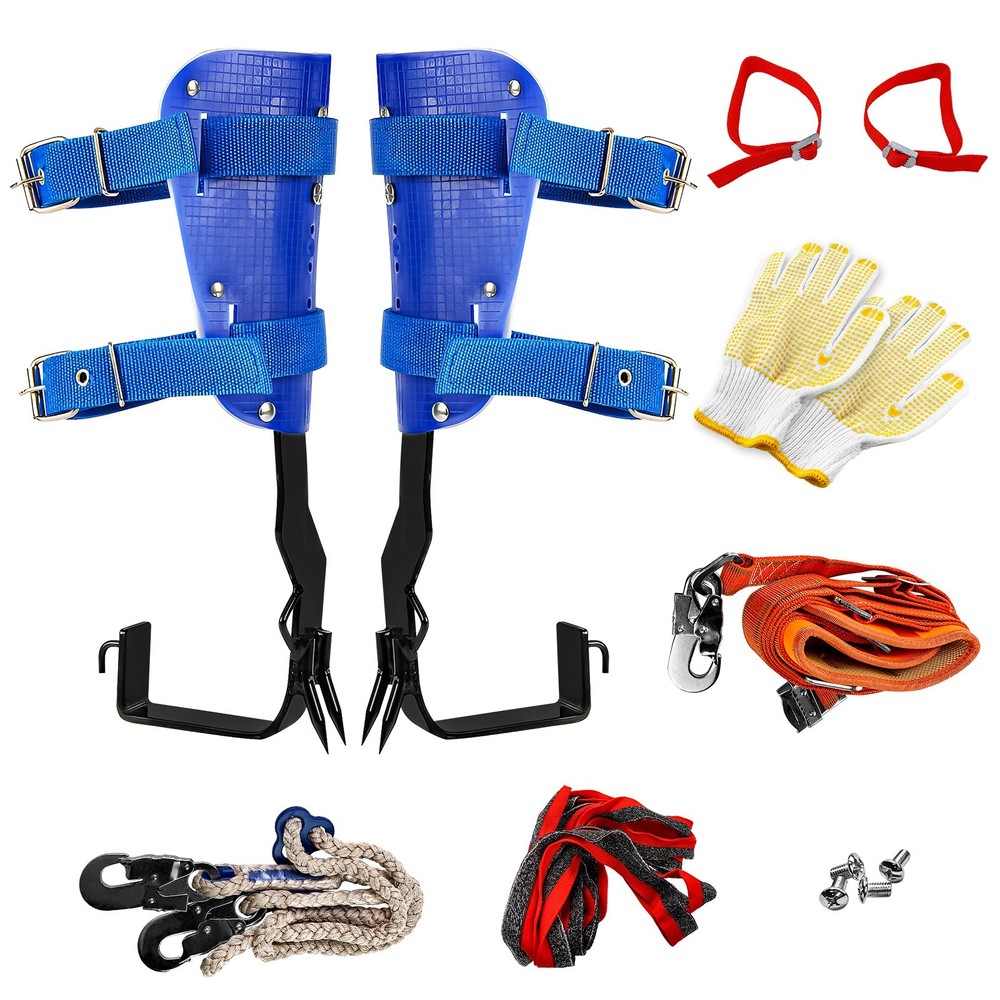 220LBS Tree Climbing Spikes Adjustable Height Pole Tree Climbing Spurs Steel