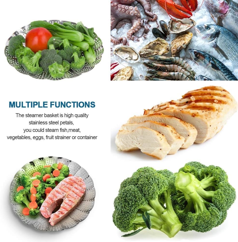 Multi-Function Stainless Steel Vegetable Steamer - Dishwasher Safe & Compact