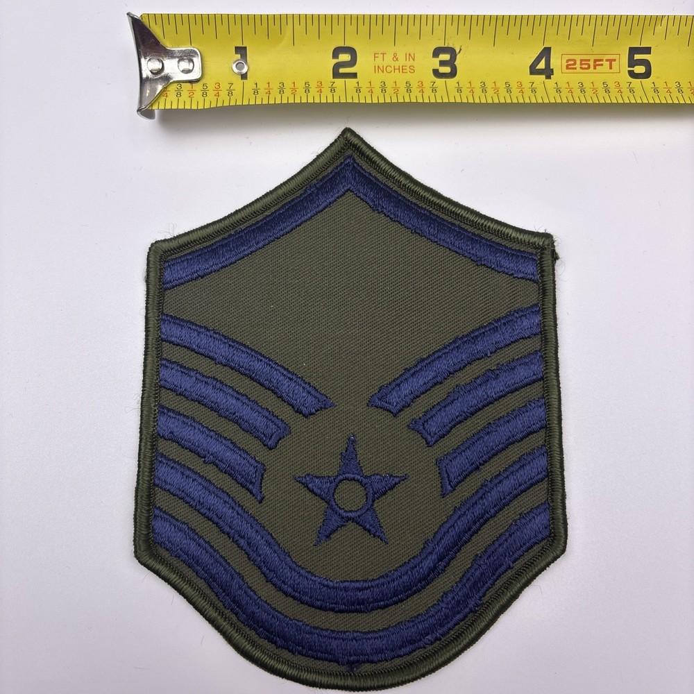 U.S. Military USAF Master Sergeant Rank Insignia Patch E-7 Green Subdued 4” MSgt