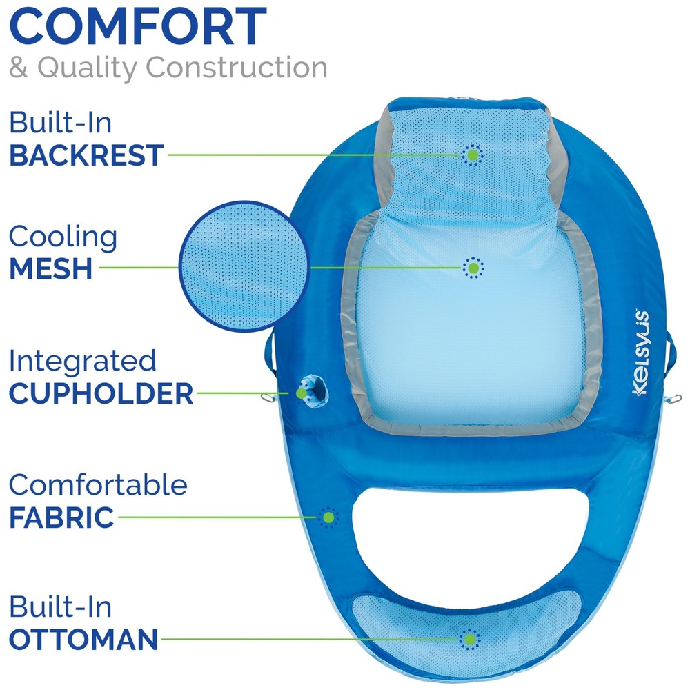 Spring Float Pool Lounger Chair - Lightweight, Easy-Inflate, Comfortable Design