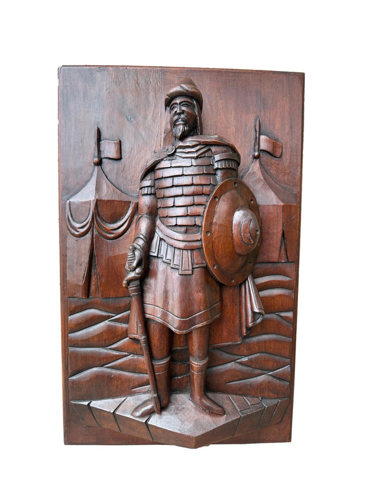 French Thick Middle Ages Gothic Carved Wood Wall Panel