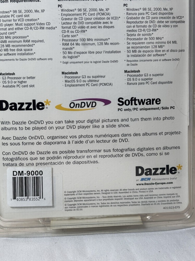 Dazzle CompactFlash Reader/Writer Digital Media Reader Software DM-8000 NEW