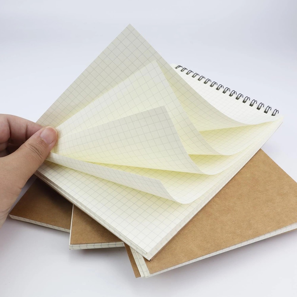 4 Pack Graph Paper Notebook, A5 Top Wirebound Grid Spiral Notebook,5.8" X 8.3",1