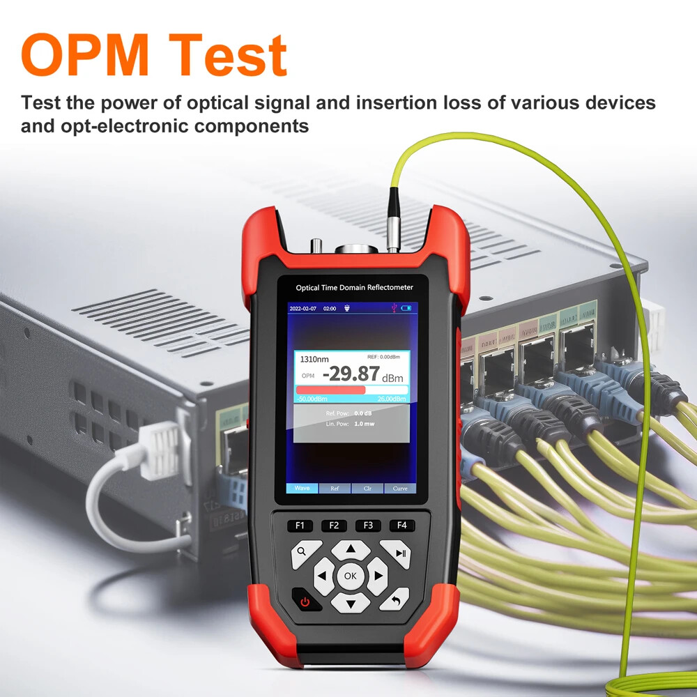 Fiber Optic Reflectometer Handheld OTDR Tester Time Domain Reflectometer 24/22dB