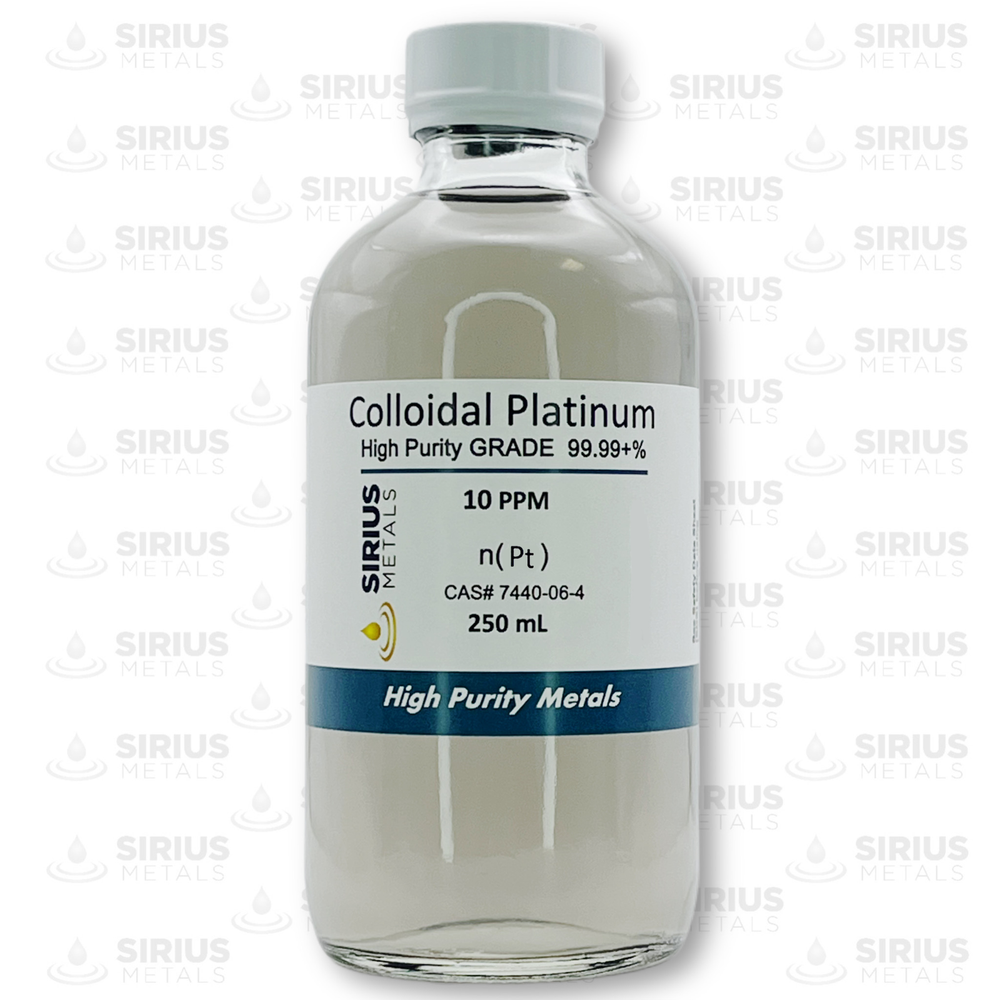 True Colloidal Platinum NanoParticles (PtNPs): 10 ppm - 250 mL in Glass