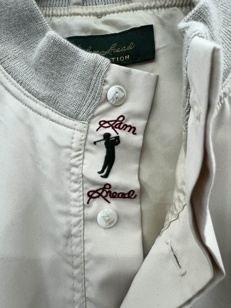 Sam Snead Mens Large 1/2 Button Golf Pullover Jacket Cream Vintage