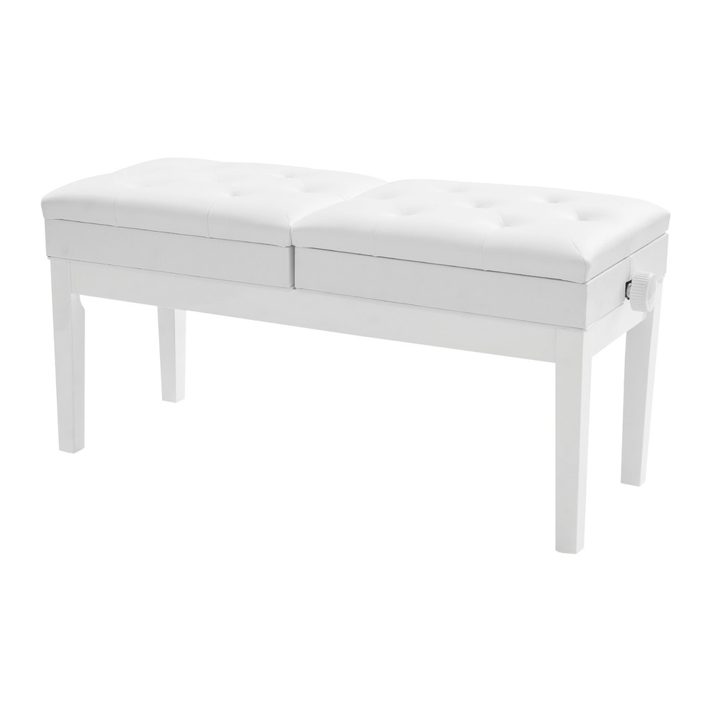 Double Seater Adjustable Duet Piano Bench with Storage Box Height Adjustable