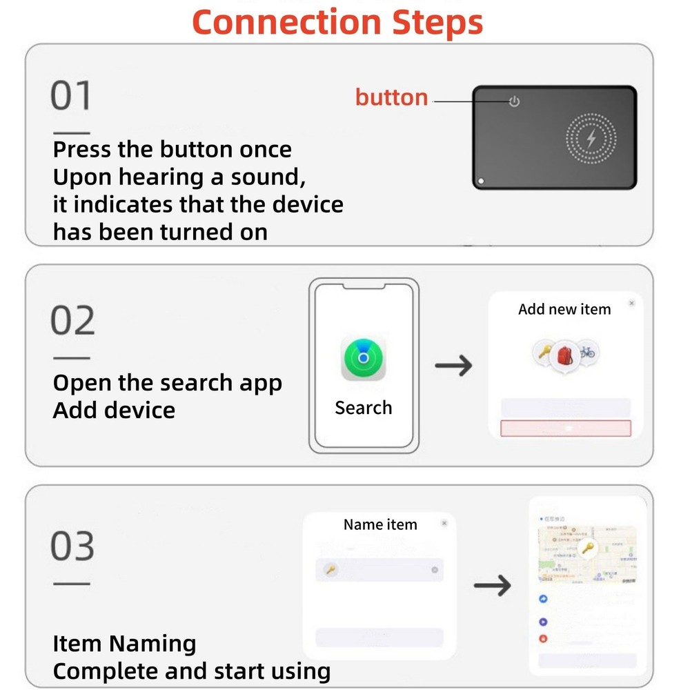 Bluetooth Wireless Charging Smart Card Tracker Ultra-Thin ABS Wallet Tracker