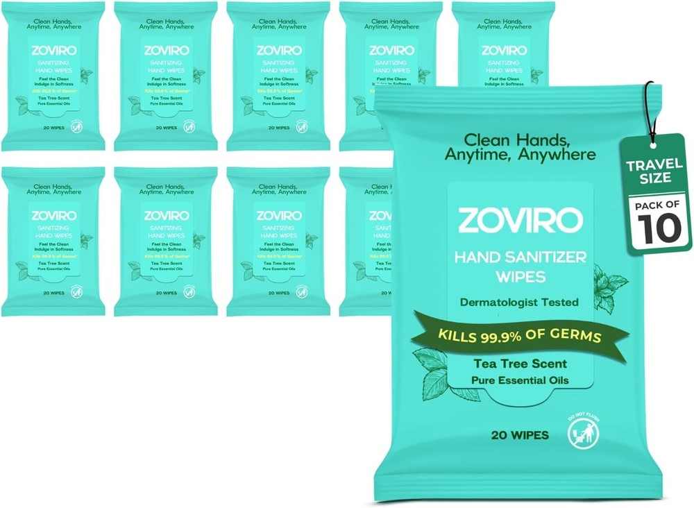 Hand Sanitizer Wipes, Moisturizing With Tea Tree ential Oil,