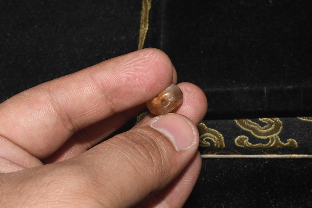 Authentic Ancient Central Asian Bactrian Banded Agate Stone Dzi Bead