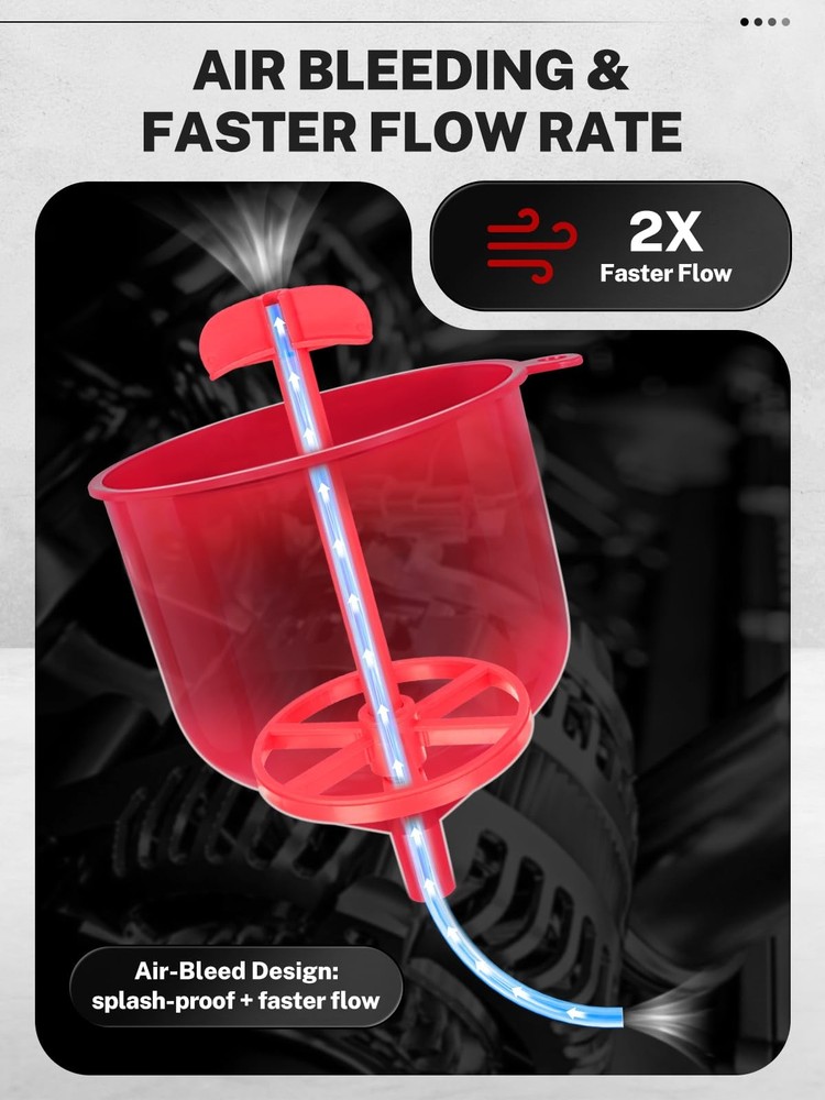 BILITOOLS No-Spill Coolant Funnel Kit - 12PCS Specialized Radiator Red