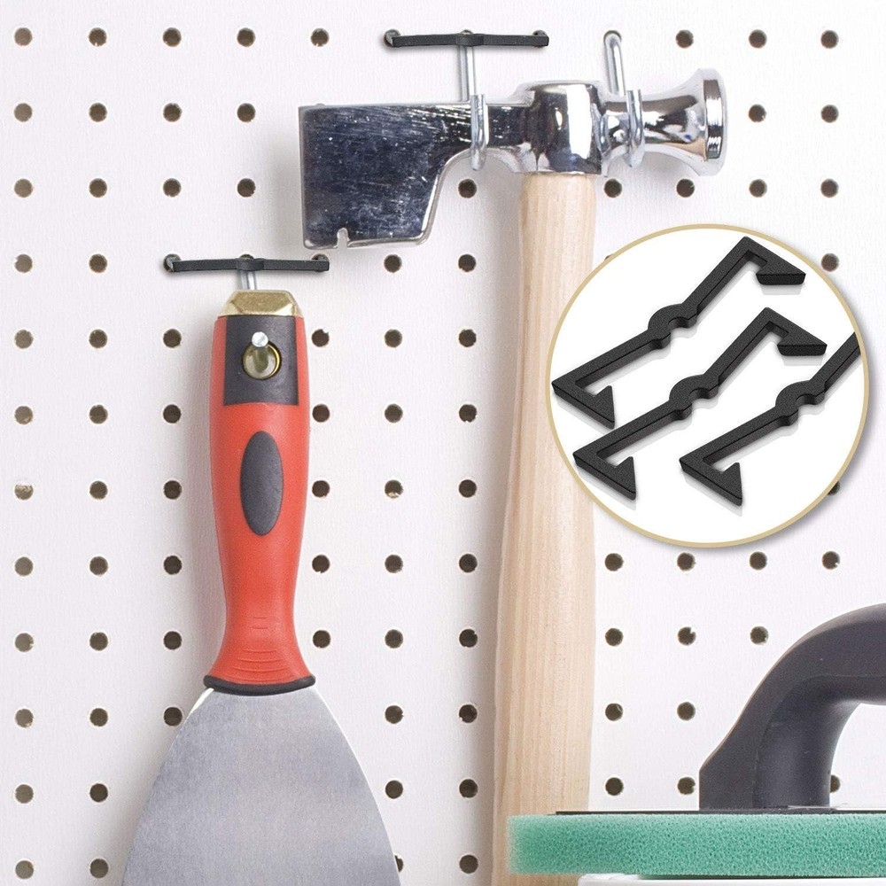 Lightweight Pegboard Clip Lock Set - 50 Black Plastic Organizers for Pegboards