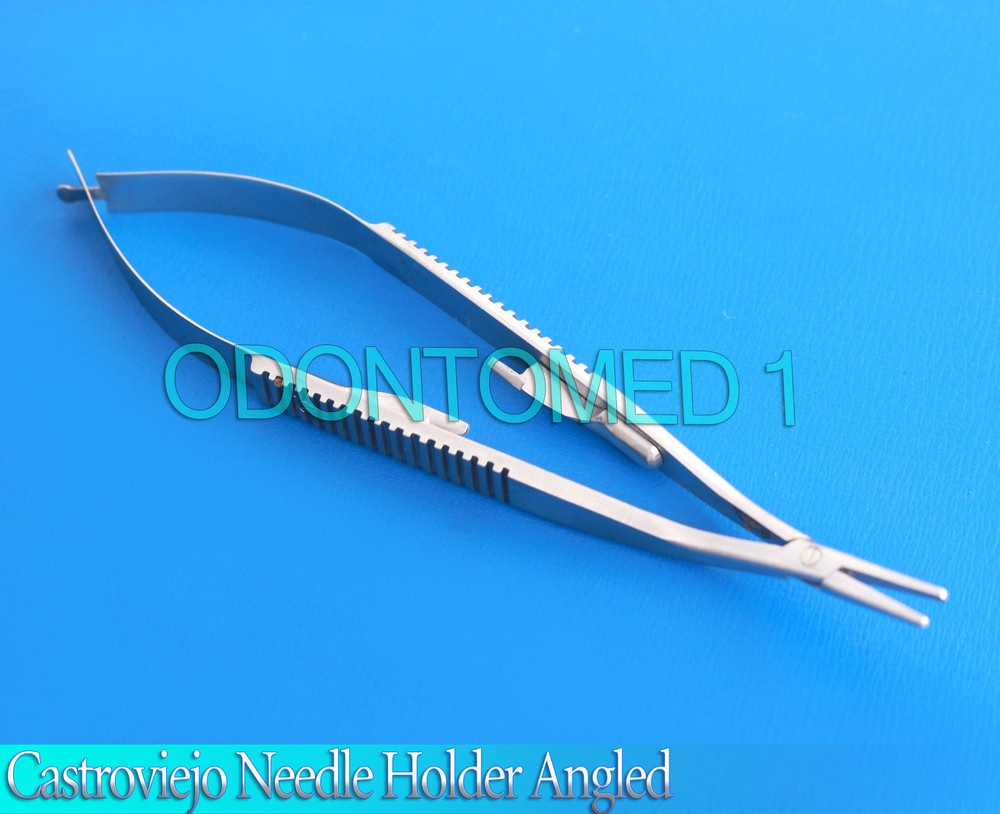 CASTROVIEJO MICRO SURGERY SURGICAL NEEDLE HOLDER 5.5" ANGLED TIP