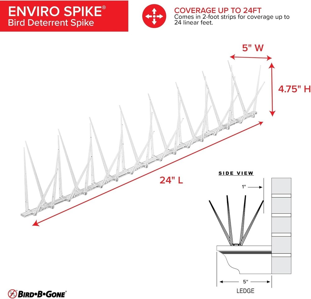 EnviroSpike Plastic Anti Bird Spikes - Humane Deterrent Kit=