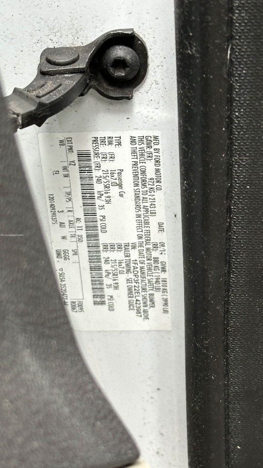 FOCUS 2014 Fuse Box Cabin 8017