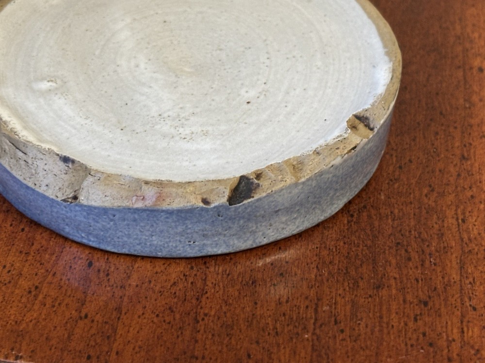 Salt Glazed Blue Cat Face Stoneware Pottery