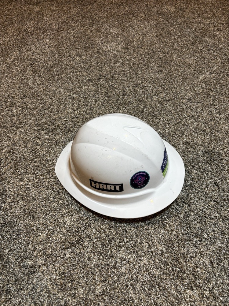 HART White Full Brim Hard Hat, ANSI Type I, Class G