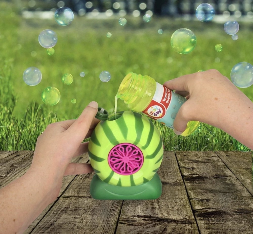 Play Day Watermelon Bubble Blower with 4oz Scented Bubble Solution Age 3+