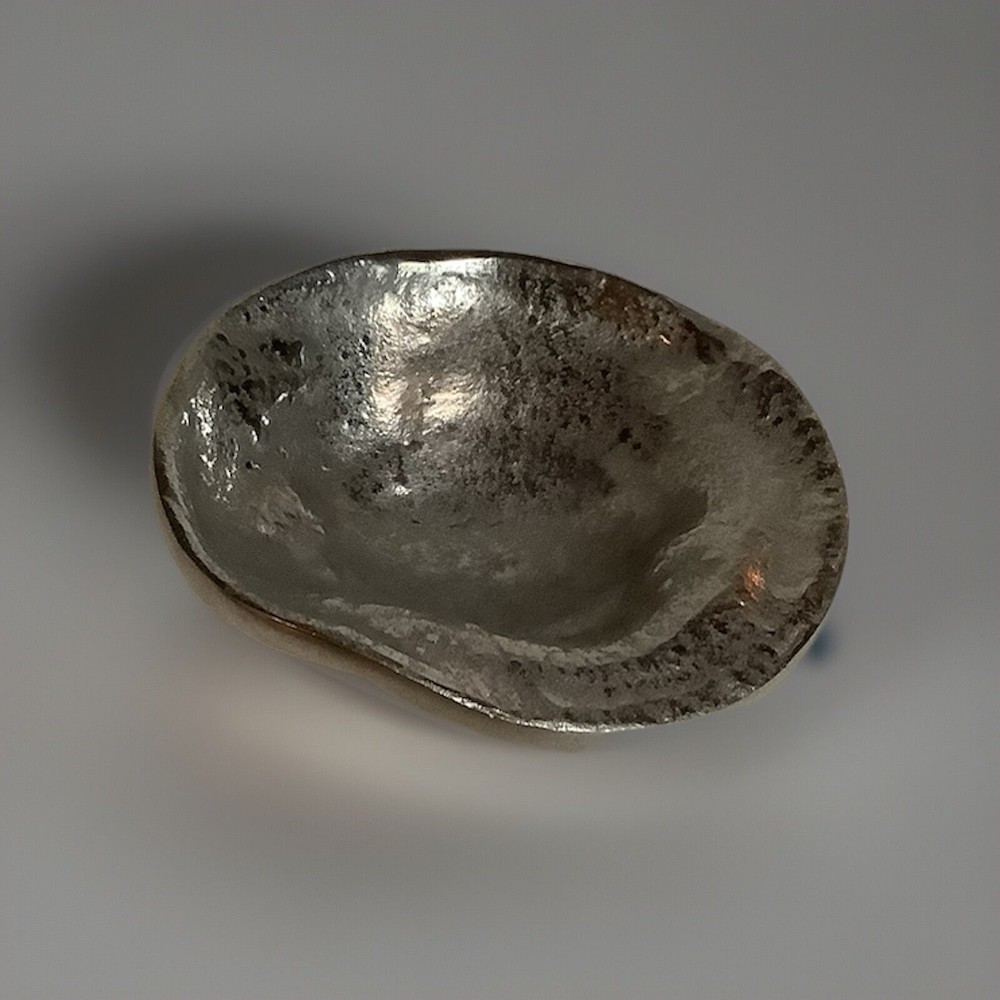 Brushed Silver Lava Dish India 7”W