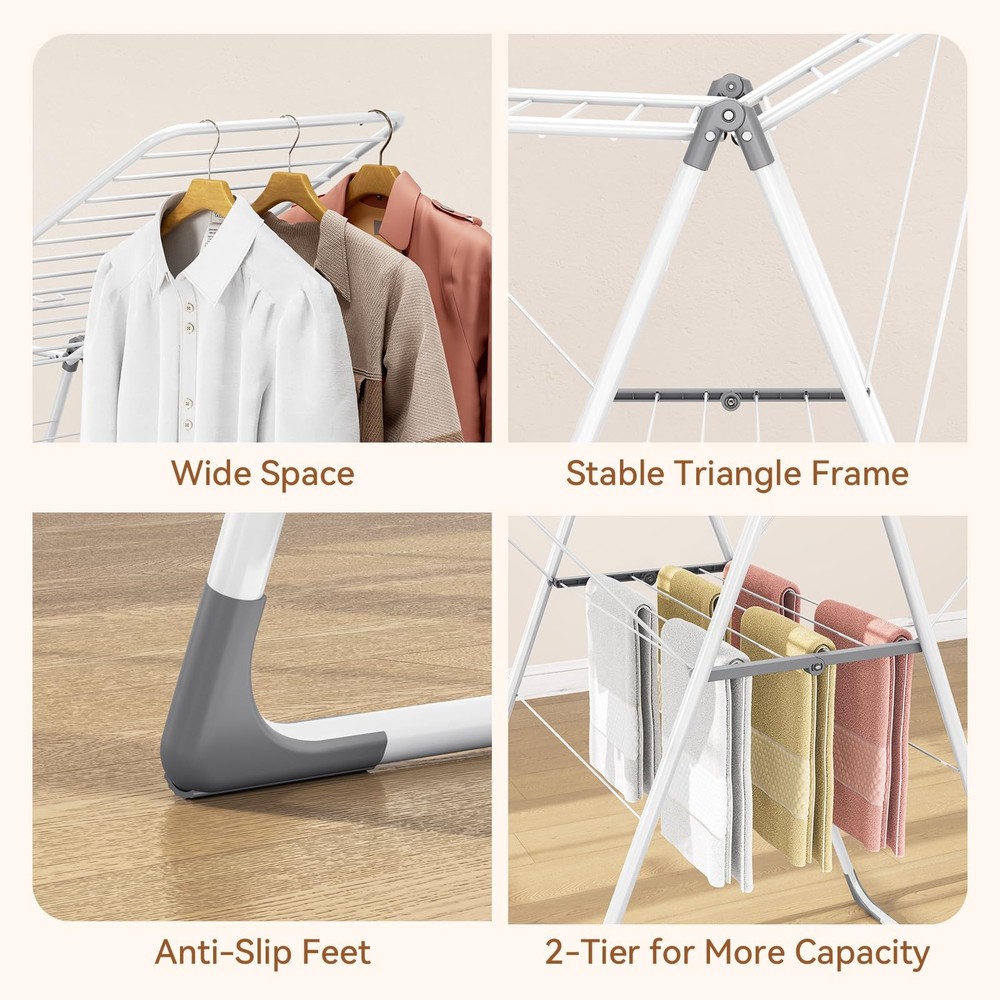 Clothes Drying Rack Foldable Sturdy Metal Laundry Drying Rack