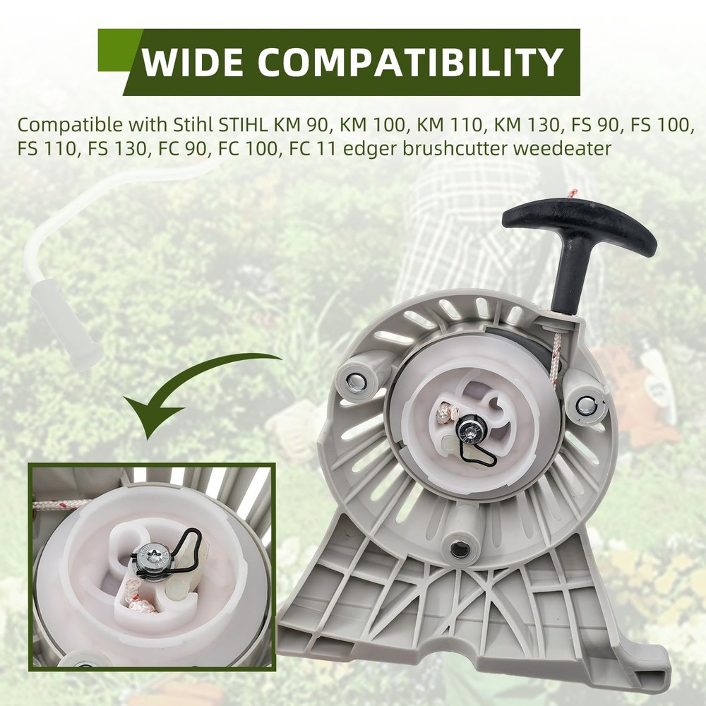 deawater Trimmer Recoil Pull Starter Assembly for Stihl FS90 FS100 whiter
