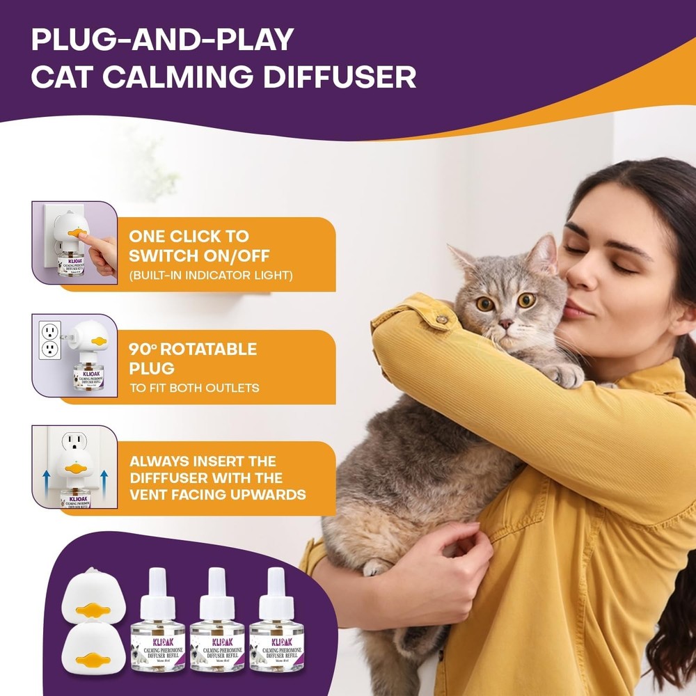 Cat Calming Diffuser 5 Pack Includes 2 Diffusers Machines & 3 Refills Pheromone