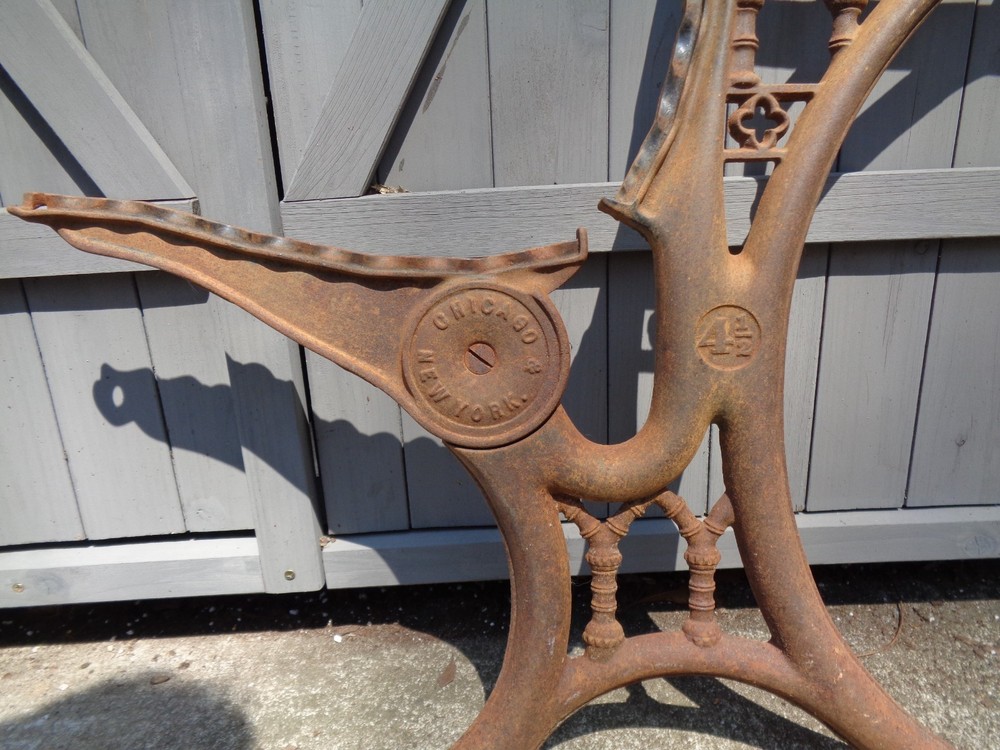 Antique Cast Iron School Desk Frame Side
