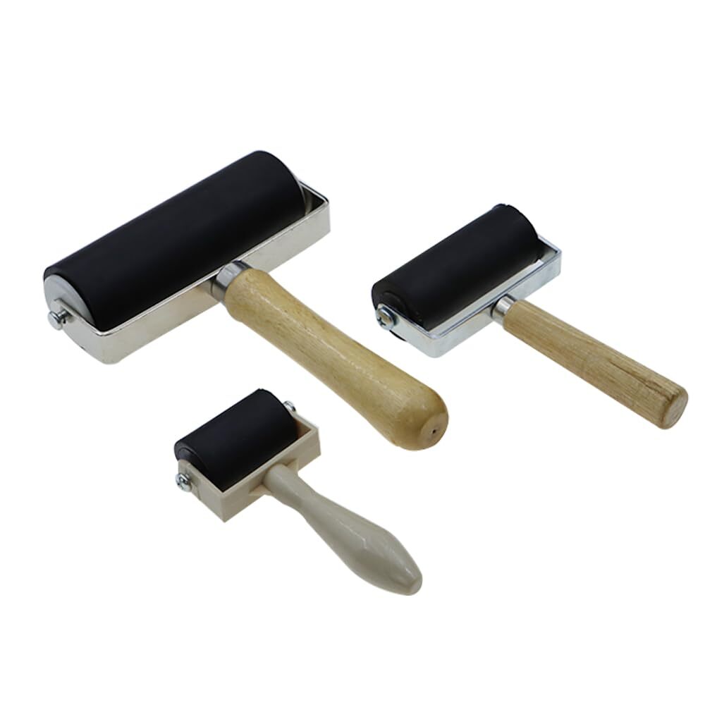 3 Pack Rubber Roller - Brayer Rollers with 3 Size for Crafting Brayer Rollers