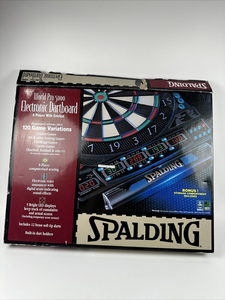 Spalding World Pro 5000 Electronic Dartboard 120 Game Variations 1997