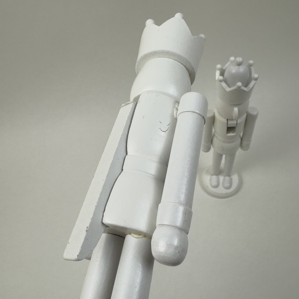 West Elm Modern Lacquer Nutcracker Figurine Christmas Set/2 White Flaws Read