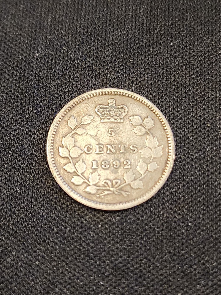 1892 Canada 5 Cents Silver Coin