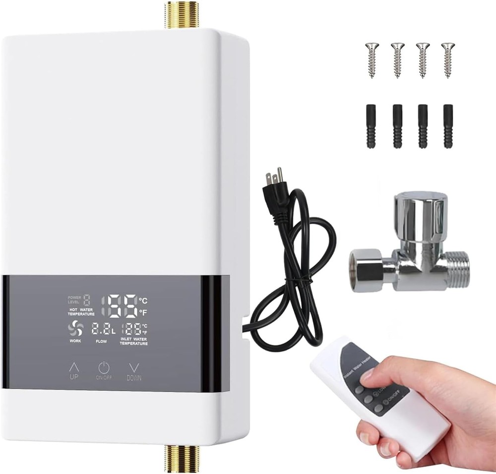 Calentador De Agua Sin Tanque LCD Electrico Con Control Remoto Para Ducha Casa