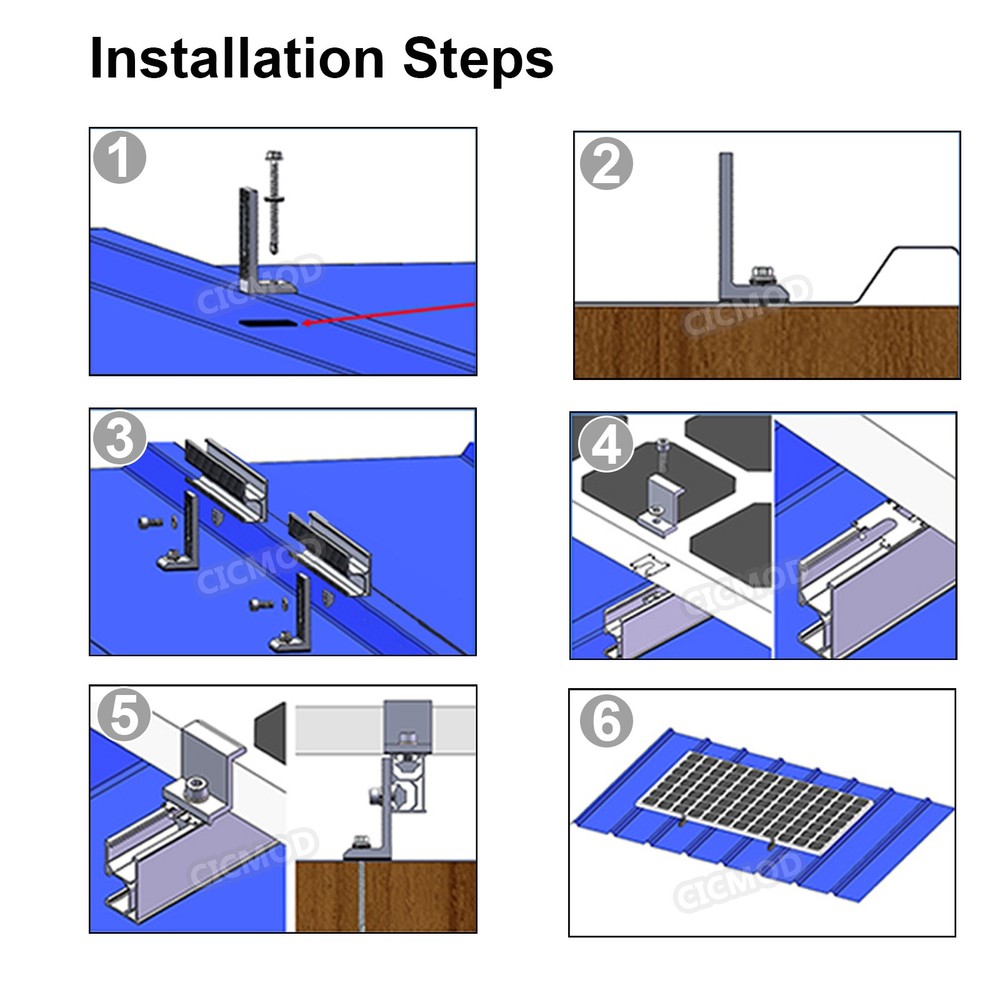 Solar Panel Roof Mount Brackets Kit Universal for 1-4Pack Solar Panels Mounting