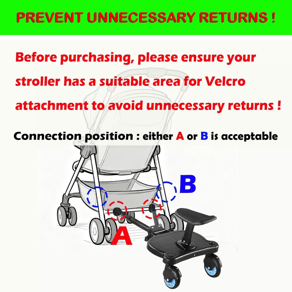 Universal Stroller Board with Detachable Seat,Stroller Glider blue