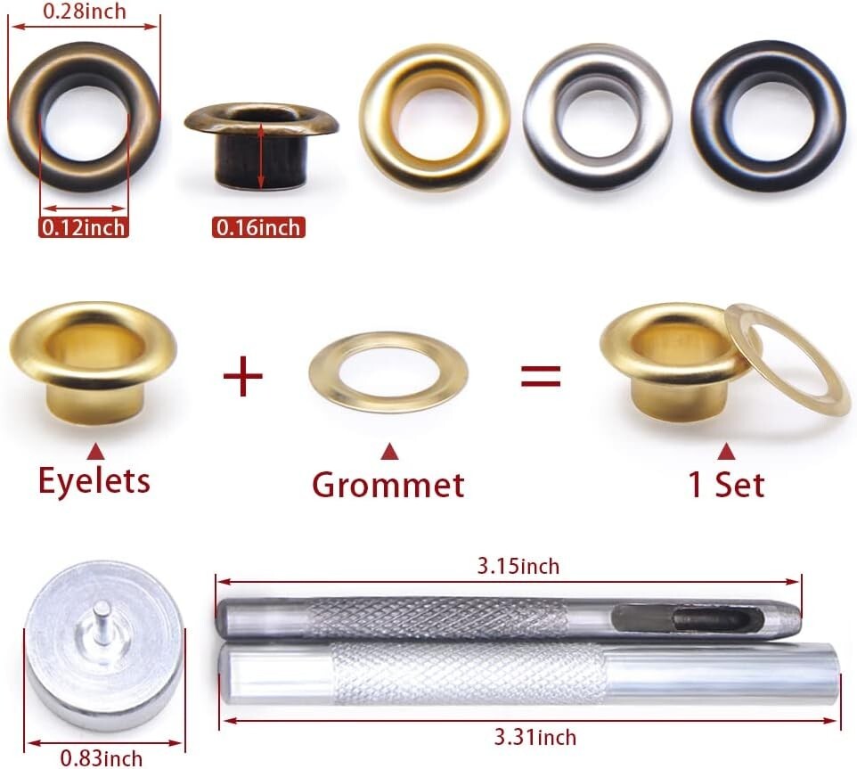 800 Sets Grommet Kit with Install Tool - 4 Colors - DIY Crafts Projects