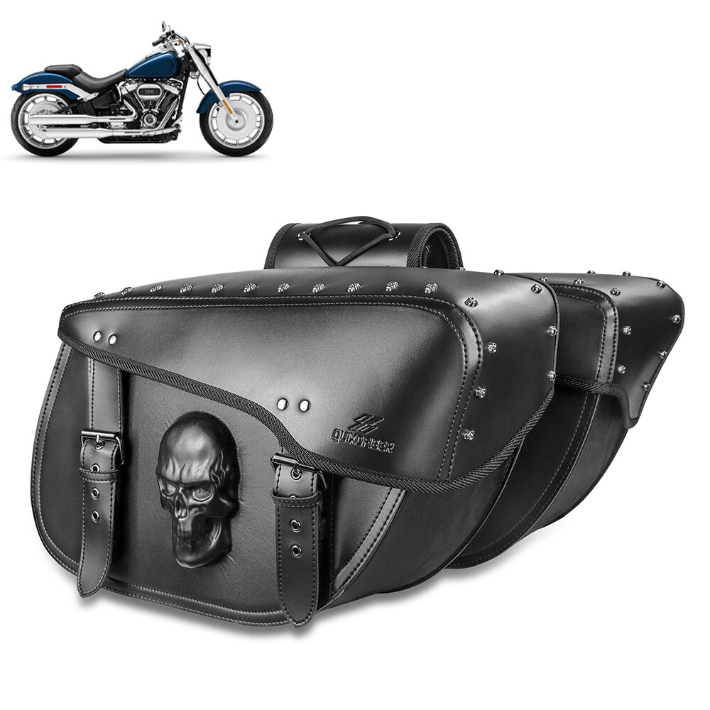 Motorcycle Saddle bag Tool Side bag Storage Luggage 3D Skull
