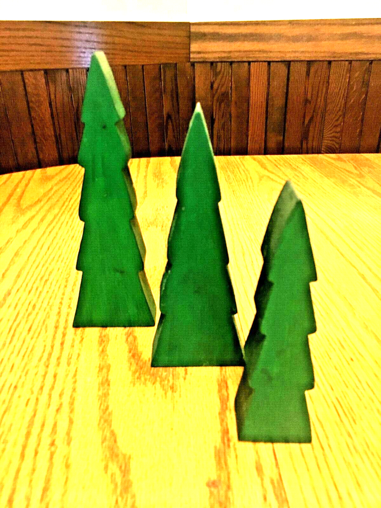 Small Wooden Pine Tree Trio Set - (3)
