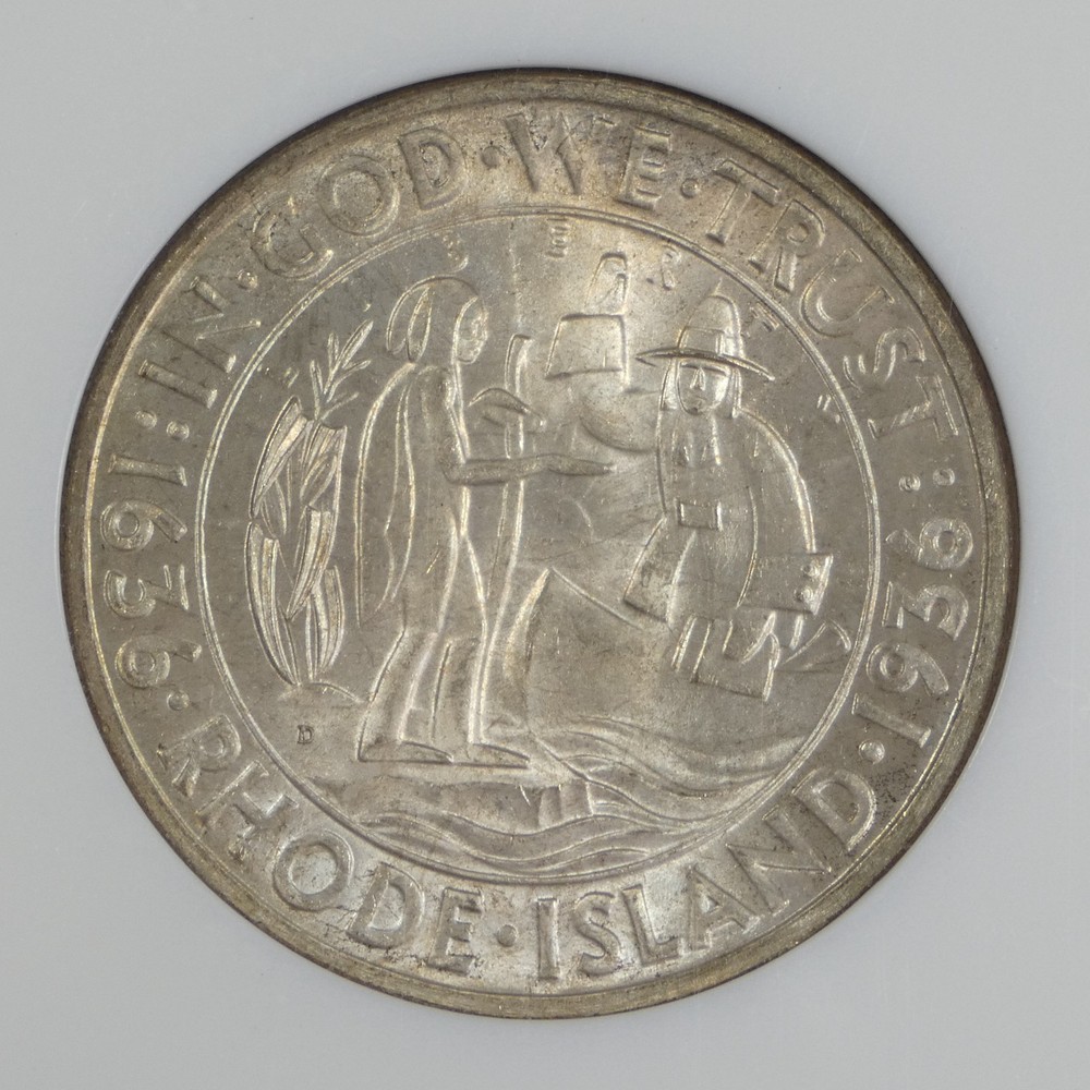 1936-D Rhode Island Tercentenary Silver Commem Half Dollar CAC & NGC MS 65