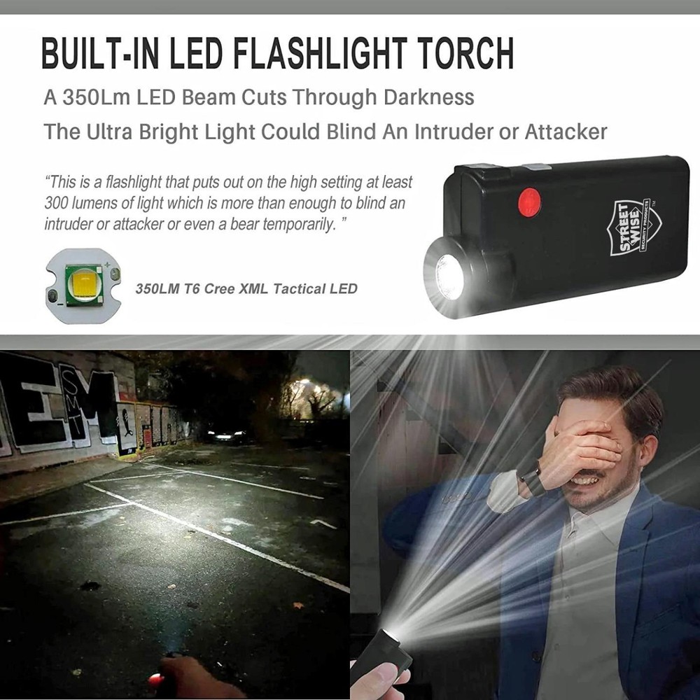 Personal Knight Security ALARM And Flashlight With a Blinding Lumen Strobe Light