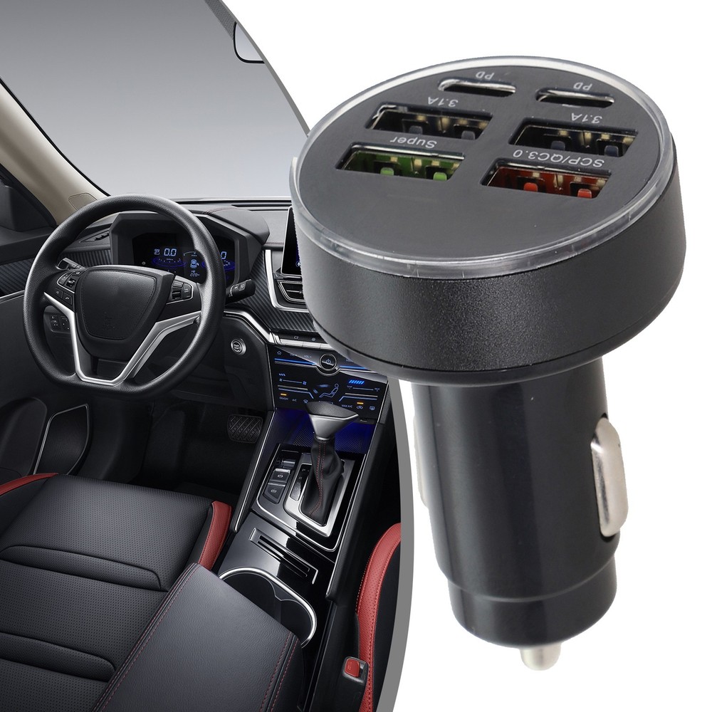 Powerful Car Charger with Multiple USB Outputs and LED Voltage Display