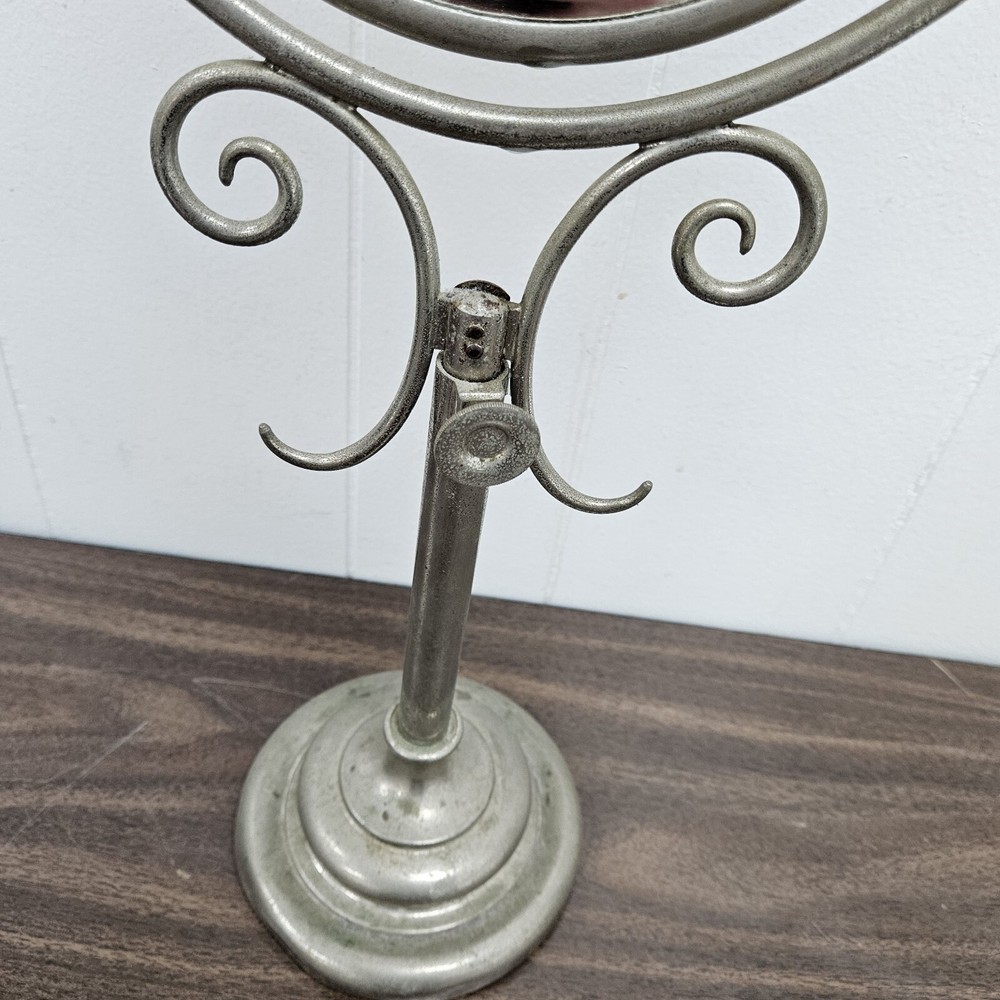 Vintage Metal Beauty Table Top Vanity Mirror