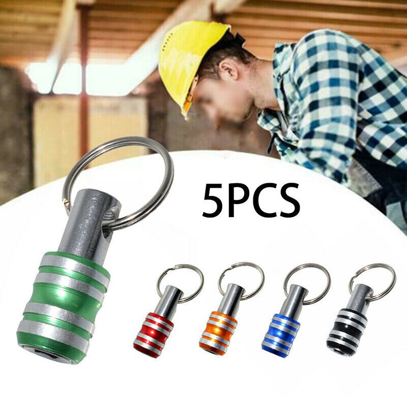 5Pcs 1/4" Hex Shank Quick Release Key Chain Screwdriver Bit Holder Bits Tools